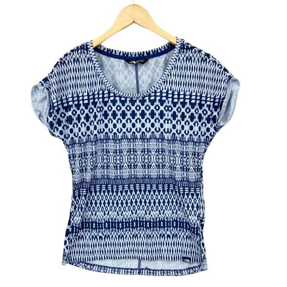 The North Face Tops - THE NORTH FACE Scoop Neck Geometric Print Shirt Blue
